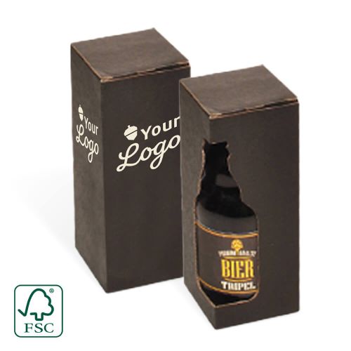 Boîte cadeau noire pour 1 bouteille de bière épaisse - avec votre logo