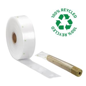 Tubular film on roll from recycled plastic