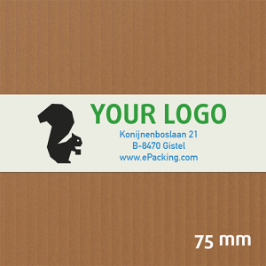 Brede witte PVC kleefband met jouw logo in 3 kleuren