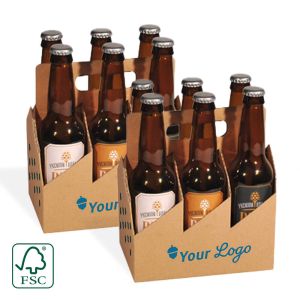 Draagmand voor 6 bierflessen - met jouw logo