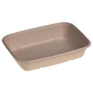 Compostable mealbox in biolaminated unbleached sugar cane