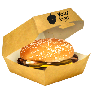 Boîte hamburger en carton kraft brun - imprimée en 1 couleur