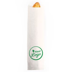 Witte papieren zakjes voor XL belegd broodje met jouw logo in 1 kleur