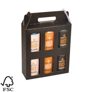 Black carrying case for 6 beer cans