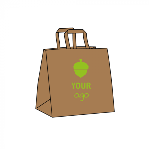 Brown paper carrier bag with flat handles with your logo in 1 colour - Take Away L