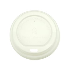 Compostable white lids in CPLA for cups ø 80mm
