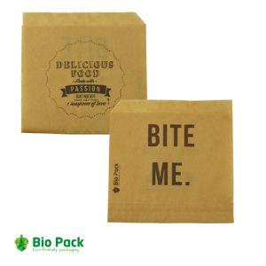 Brown snack bags in greaseproof paper - BITE ME - Delicious food