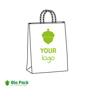 White paper carrier bags with twisted handles with your logo in 1 couleur - M