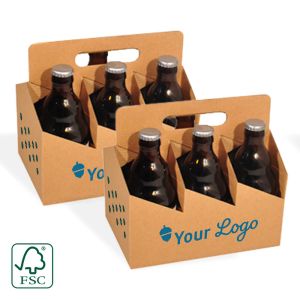 Draagmand voor 6 dikbuik bierflessen - met jouw logo