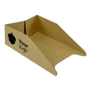 Compostable brown cardboard waffle tray XL with your print