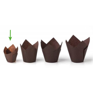 Donkerbruine cupcake vormen - Tulip cup - S