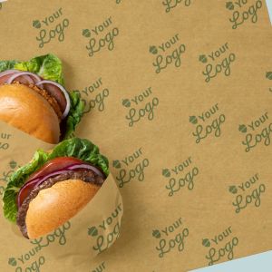 Sheets of greaseproof paper with your logo in 1 colour