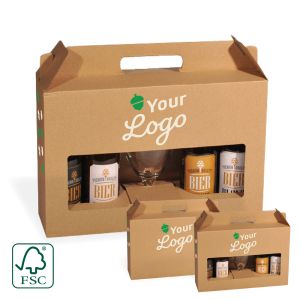 Carrier carton for 4 beer bottles with 1 glass - with your logo