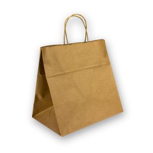 Kraft paper carrier bag with twisted paper handles
