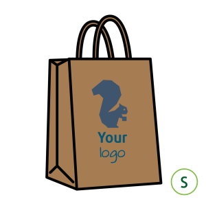 Bruine papieren zakken met gedraaid handvat voor 2 flessen met jouw logo in 1 kleur