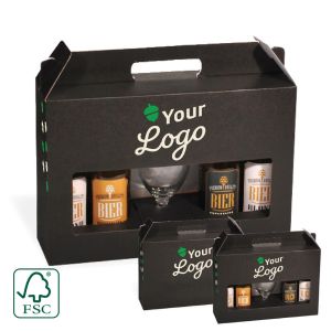 Cardboard for 4 bottles of beer and 1 glass - with your logo