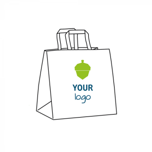 White paper carrier bag with flat handles with your logo in 2 colours - Take Away L