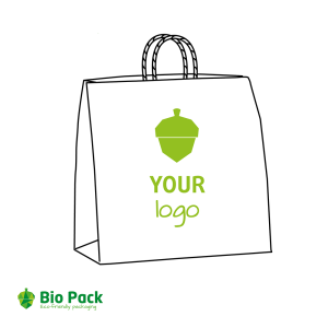 White paper carrier bags with twisted handles with your logo in 1 couleur - M