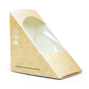 Compostable triangle sandwichbox for 3 sandwiches