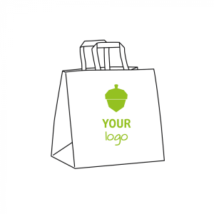 White paper carrier bag with flat handles with your logo in 1 colour - Take Away L