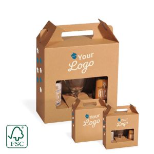 Carrier carton for 2 beer bottles with 1 glass - with your logo