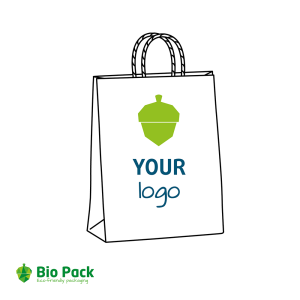 White paper carrier bags with twisted handles with your logo in 2 colours - M