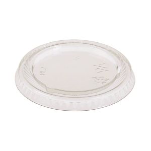 Compostable anti-fog lid in PLA for sugar cane dip bowls