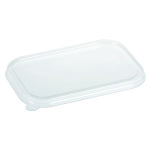 Compostable anti-fog lid in PLAs for compostable sugar cane mealboxes