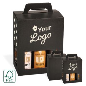 Zwart draagkarton voor 6 bierflessen - met jouw logo