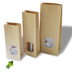 Paper block bottom bags with window