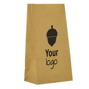 Bruine papieren zakken zonder handvaten met jouw logo in 1 kleur