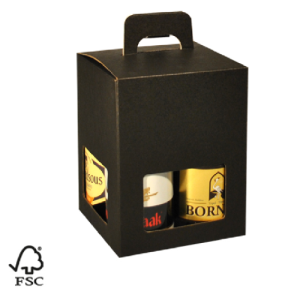 Black carrying case for 4 thick-bellied beer bottles