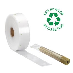 Tubular film on roll from recycled plastic