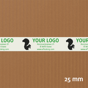 Smalle witte PVC kleefband met jouw logo in 2 kleuren