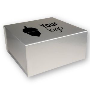Silver-coloured magnetic boxes with your print