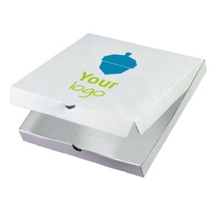 White pizza boxes printed with your logo in 2 colours - extra high - New York - L