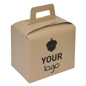 Bruine Lunch box met handvat met jouw print