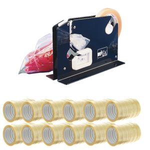 Zakkensluiter kit met 144 rollen extra smalle transparante PVC kleefband