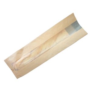 Sac sandwich XL bruns en papier ingraissable avec fenêtre en cellullose