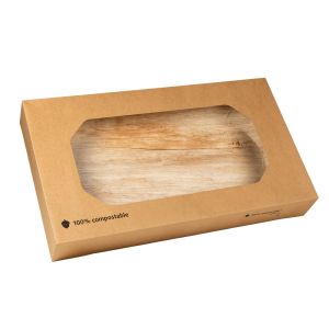 Compostable kraft catering box with PLA window - XL