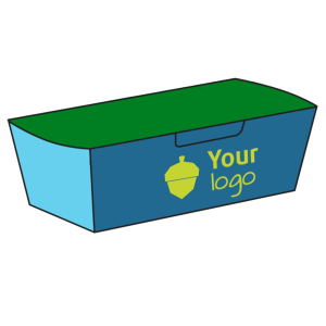 Snack boxes in white cardboard with hinged lid - printed with 4 colours
