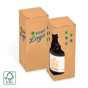 Gift box for 1 thick-bottomed beer bottle - with your logo