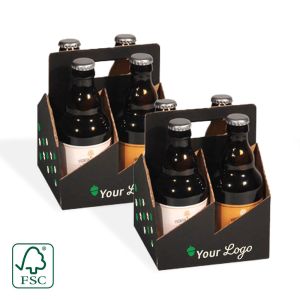 Carrying basket for 4 thick beer bottles - with your logo