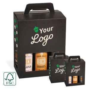Black carrying case for 6 beer bottles - with your logo