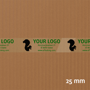 Smalle transparante PVC kleefband met jouw logo in 2 kleuren