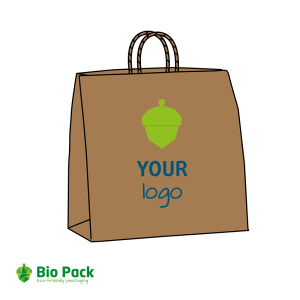 Sacs en papier brun à poignées torsadées avec votre logo en 2 couleurs - M