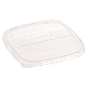 Square Compostable anti-fog lid in PLAs to bowl 170x170mm