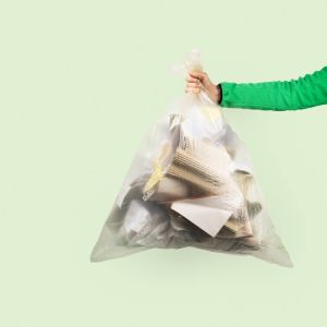 Transparent container trash bags in recycled LDPE - 240 litres