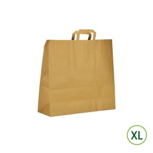 Bruine papieren draagtassen met vlak papieren handgrepen - XL