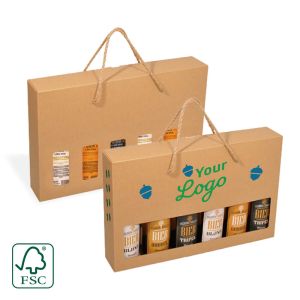 Beer gift box for 6 bottles with cord handle - with your logo